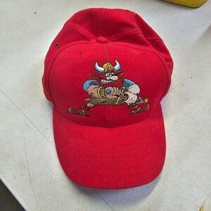 T10 Arne Blom red adjustable baseball cap/hat w/ Swedish Viking design